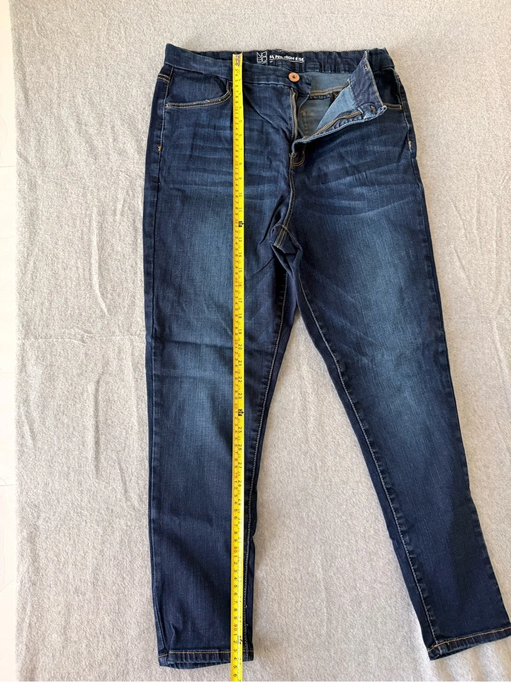 NOBO No Boundaries Super High Rise Skinny Jeans Sz 17 Dark Wash Worn 1x